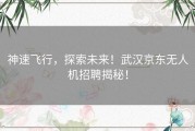 神速飞行，探索未来！武汉京东无人机招聘揭秘！