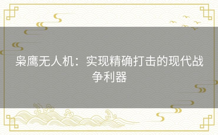 枭鹰无人机:实现精确打击的现代战争利器 枭鹰无人机:实现精确打击的现代战争利器