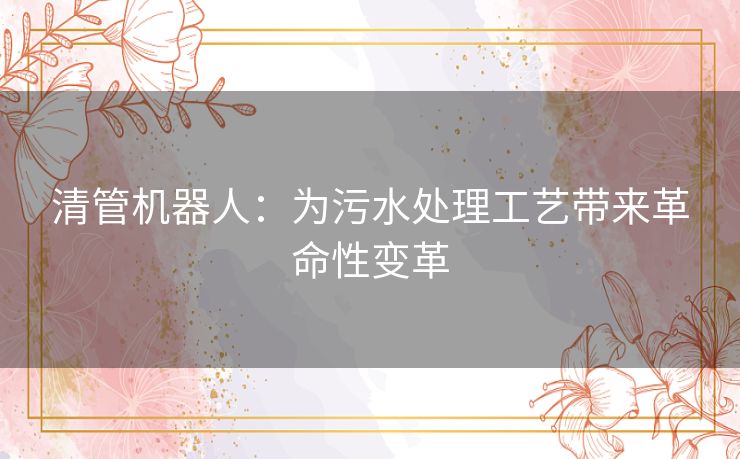 清管机器人：为污水处理工艺带来革命性变革