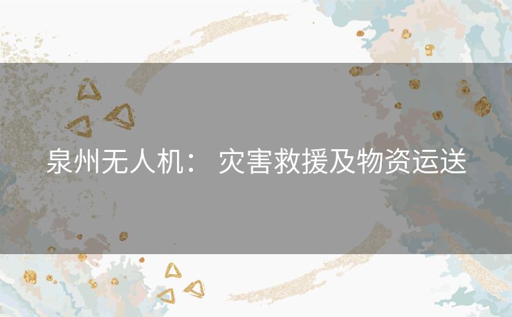 泉州无人机: 灾害救援及物资运送 泉州无人机: 灾害救援及物资运送