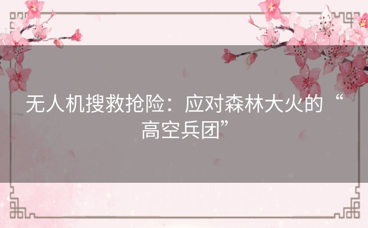 无人机搜救抢险:应对森林大火的“高空兵团” 无人机搜救抢险:应对森林大火的“高空兵团”