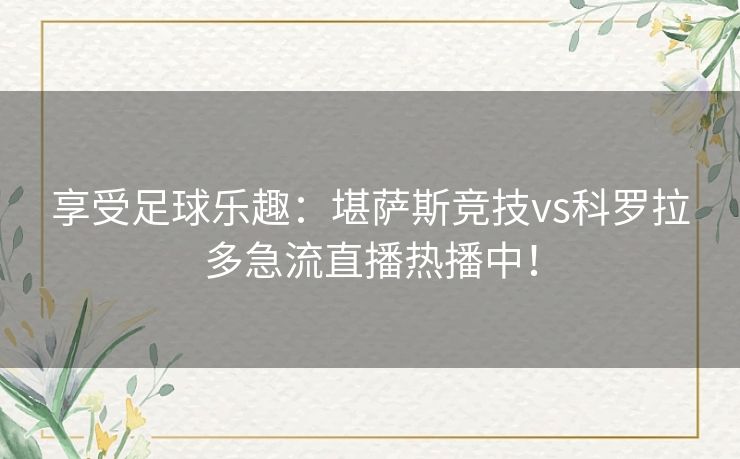 享受足球乐趣：堪萨斯竞技vs科罗拉多急流直播热播中！