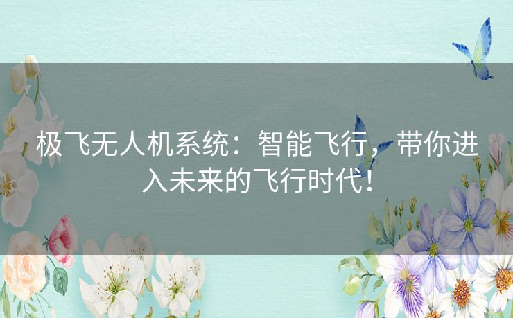 极飞无人机系统：智能飞行，带你进入未来的飞行时代！