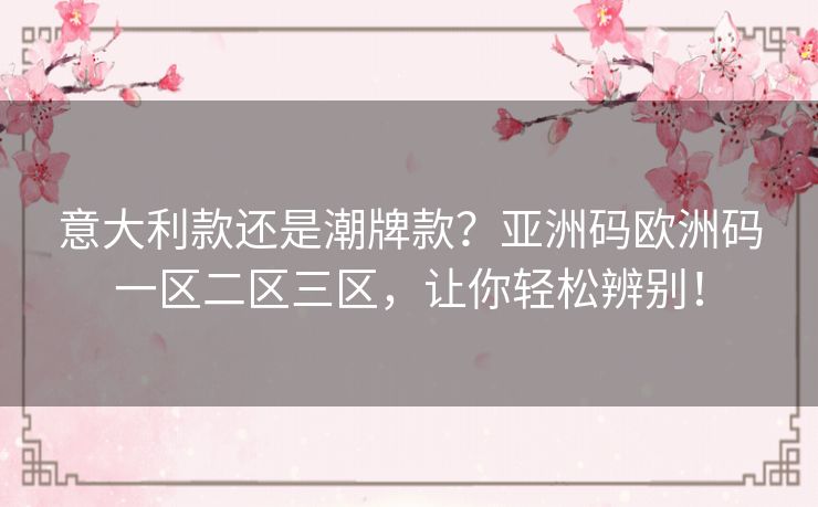 意大利款还是潮牌款?亚洲码欧洲码一区二区三区,让你轻松辨别! 意大利款还是潮牌款?亚洲码欧洲码一区二区三区,让你轻松辨别!