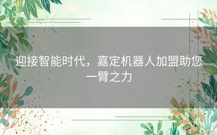 迎接智能时代,嘉定机器人加盟助您一臂之力 迎接智能时代,嘉定机器人加盟助您一臂之力