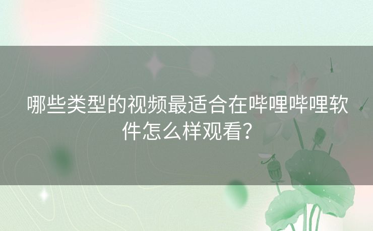 哪些类型的视频最适合在哔哩哔哩软件怎么样观看? 哪些类型的视频最适合在哔哩哔哩软件怎么样观看?