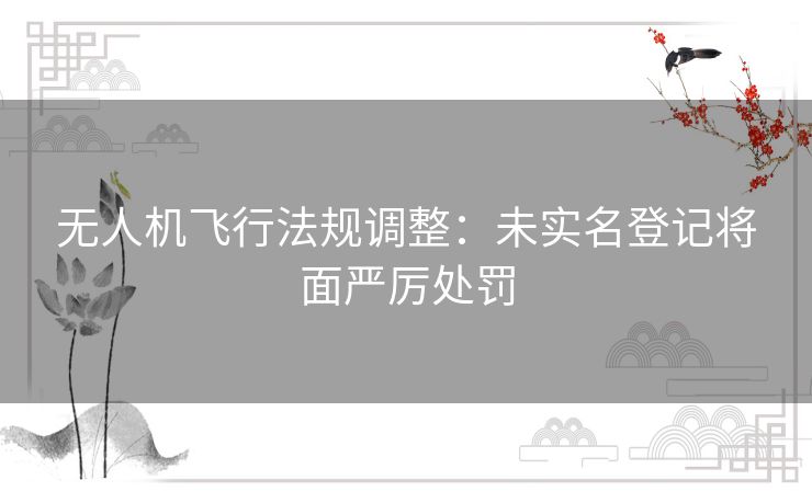 无人机飞行法规调整:未实名登记将面严厉处罚 无人机飞行法规调整:未实名登记将面严厉处罚