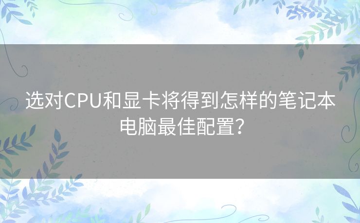选对CPU和显卡将得到怎样的笔记本电脑最佳配置? 选对CPU和显卡将得到怎样的笔记本电脑最佳配置?