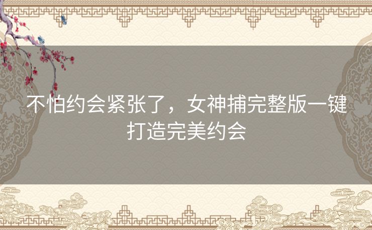 不怕约会紧张了,女神捕完整版一键打造完美约会 不怕约会紧张了,女神捕完整版一键打造完美约会