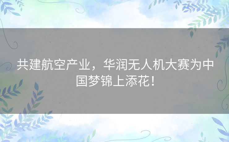 共建航空产业,华润无人机大赛为中国梦锦上添花! 共建航空产业,华润无人机大赛为中国梦锦上添花!