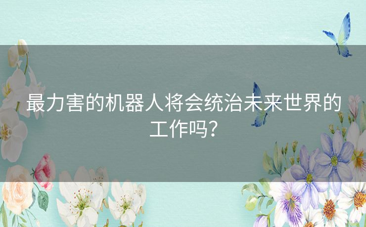 最力害的机器人将会统治未来世界的工作吗? 最力害的机器人将会统治未来世界的工作吗?