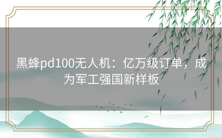 黑蜂pd100无人机:亿万级订单,成为军工强国新样板 黑蜂pd100无人机:亿万级订单,成为军工强国新样板