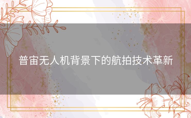 普宙无人机背景下的航拍技术革新 普宙无人机背景下的航拍技术革新