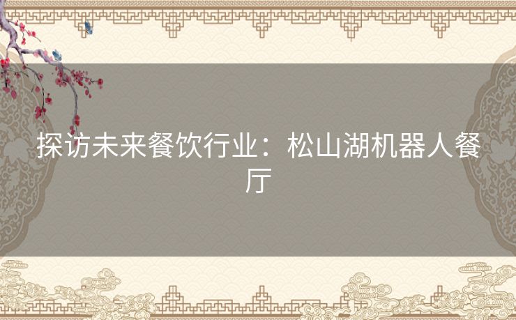 探访未来餐饮行业:松山湖机器人餐厅 探访未来餐饮行业:松山湖机器人餐厅