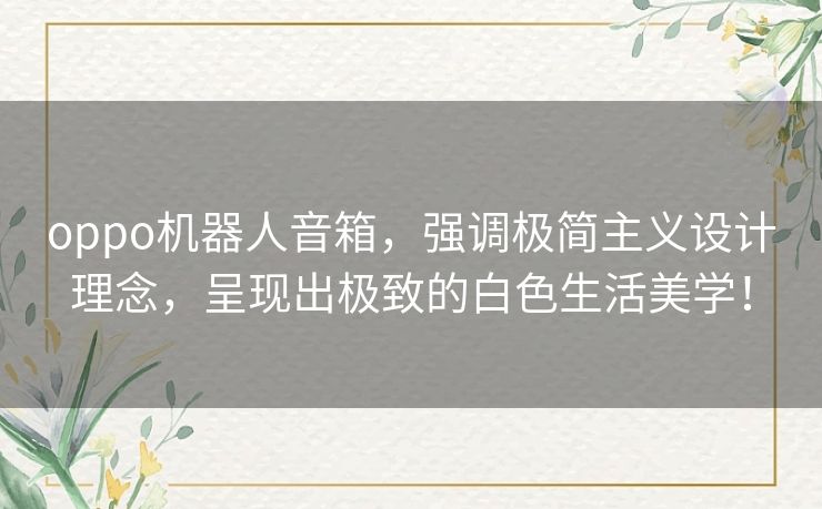 oppo机器人音箱,强调极简主义设计理念,呈现出极致的白色生活美学! oppo机器人音箱,强调极简主义设计理念,呈现出极致的白色生活美学!