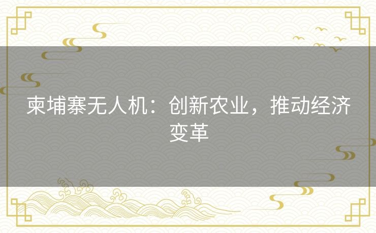 柬埔寨无人机:创新农业,推动经济变革 柬埔寨无人机:创新农业,推动经济变革