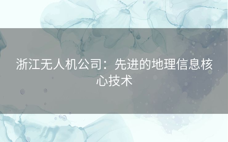 浙江无人机公司:先进的地理信息核心技术 浙江无人机公司:先进的地理信息核心技术