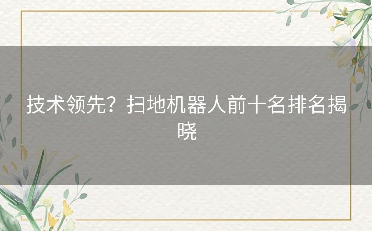 技术领先?扫地机器人前十名排名揭晓 技术领先?扫地机器人前十名排名揭晓