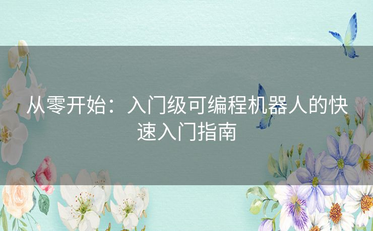 从零开始:入门级可编程机器人的快速入门指南 从零开始:入门级可编程机器人的快速入门指南