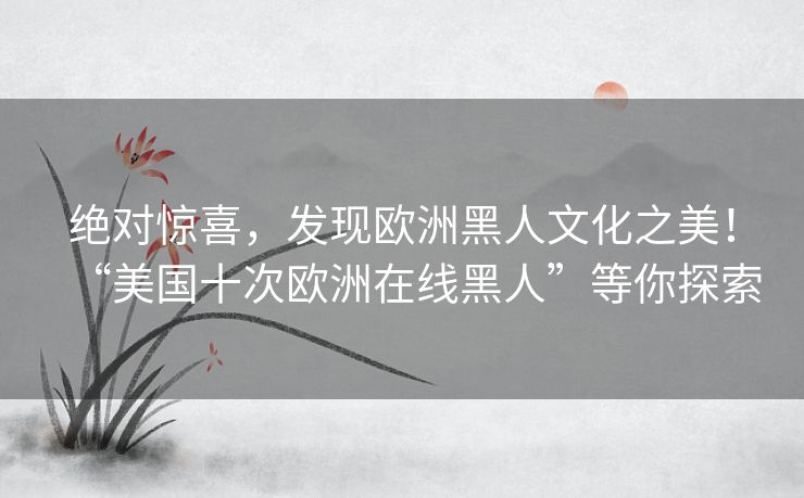 绝对惊喜,发现欧洲黑人文化之美!“美国十次欧洲在线黑人”等你探索 绝对惊喜,发现欧洲黑人文化之美!“美国十次欧洲在线黑人”等你探索