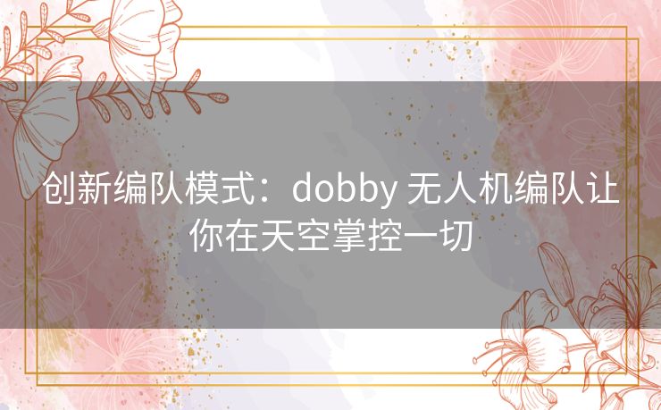 创新编队模式:dobby 无人机编队让你在天空掌控一切 创新编队模式:dobby 无人机编队让你在天空掌控一切