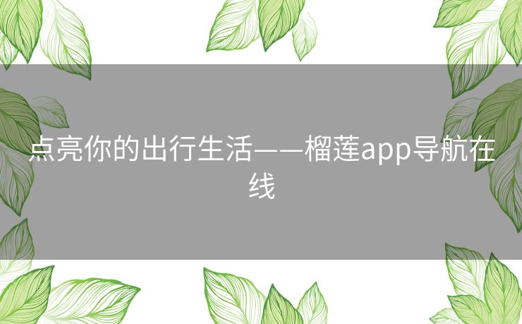 点亮你的出行生活——榴莲app导航在线 点亮你的出行生活——榴莲app导航在线