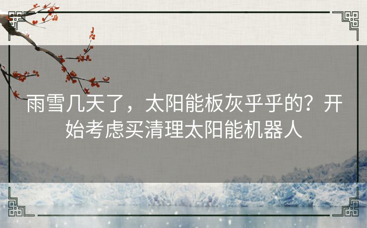 雨雪几天了,太阳能板灰乎乎的?开始考虑买清理太阳能机器人 雨雪几天了,太阳能板灰乎乎的?开始考虑买清理太阳能机器人