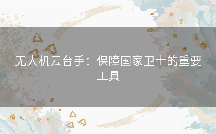 无人机云台手:保障国家卫士的重要工具 无人机云台手:保障国家卫士的重要工具
