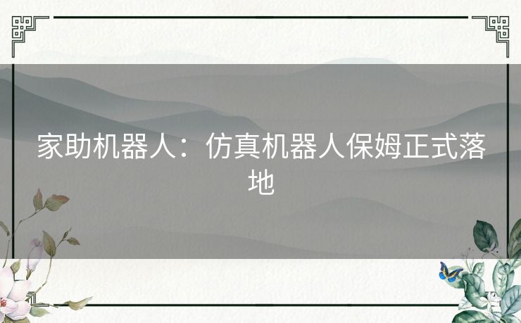 家助机器人:仿真机器人保姆正式落地 家助机器人:仿真机器人保姆正式落地