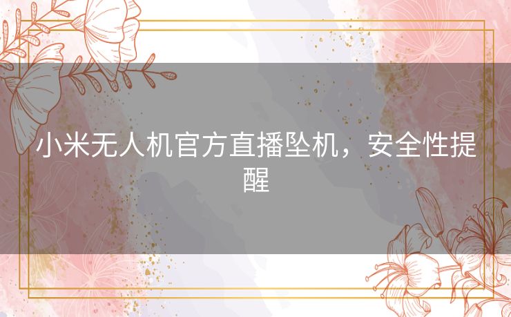 小米无人机官方直播坠机,安全性提醒 小米无人机官方直播坠机,安全性提醒