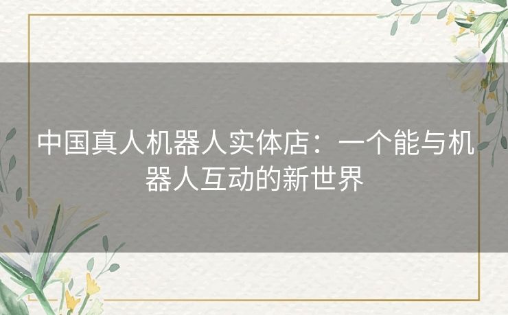 中国真人机器人实体店:一个能与机器人互动的新世界 中国真人机器人实体店:一个能与机器人互动的新世界