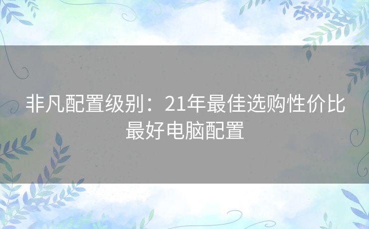 非凡配置级别:21年最佳选购性价比最好电脑配置 非凡配置级别:21年最佳选购性价比最好电脑配置