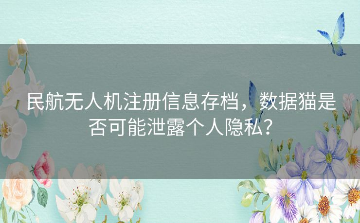 民航无人机注册信息存档,数据猫是否可能泄露个人隐私? 民航无人机注册信息存档,数据猫是否可能泄露个人隐私?