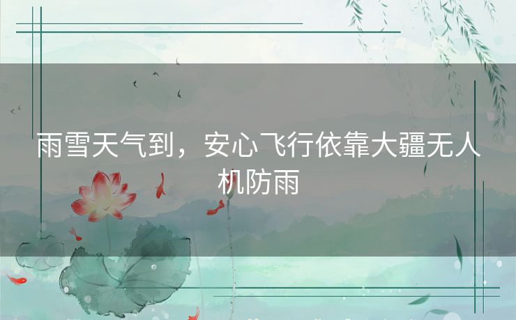 雨雪天气到,安心飞行依靠大疆无人机防雨 雨雪天气到,安心飞行依靠大疆无人机防雨