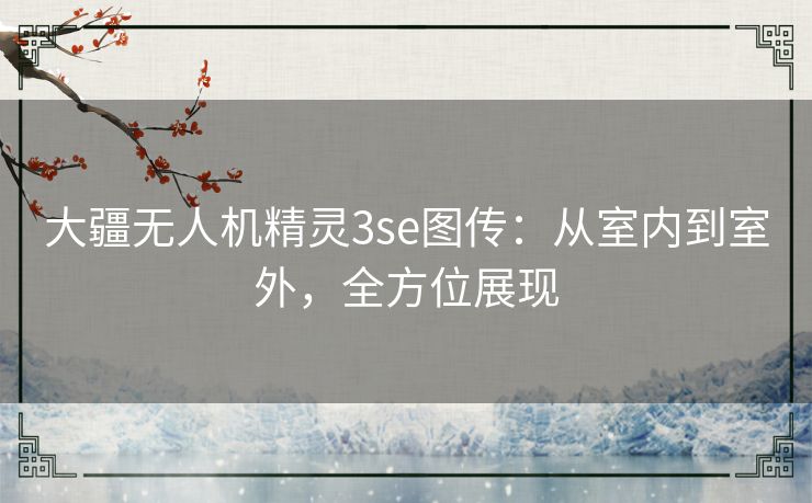 大疆无人机精灵3se图传:从室内到室外,全方位展现 大疆无人机精灵3se图传:从室内到室外,全方位展现