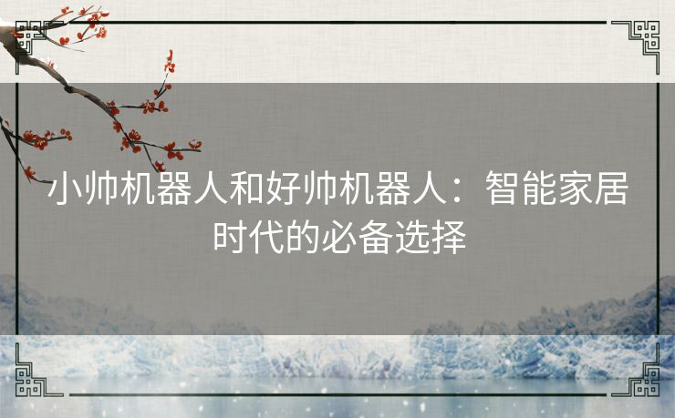小帅机器人和好帅机器人:智能家居时代的必备选择 小帅机器人和好帅机器人:智能家居时代的必备选择