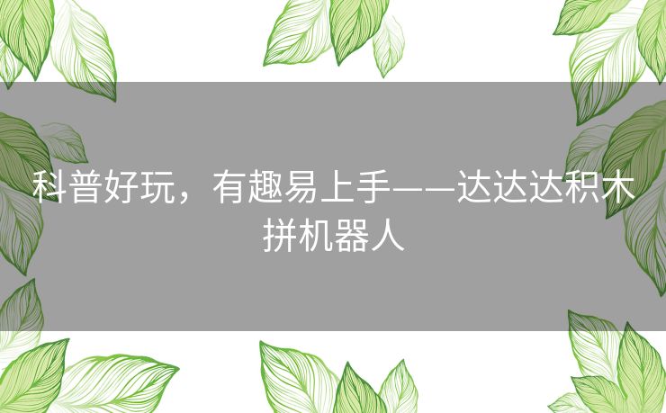 科普好玩,有趣易上手——达达达积木拼机器人 科普好玩,有趣易上手——达达达积木拼机器人