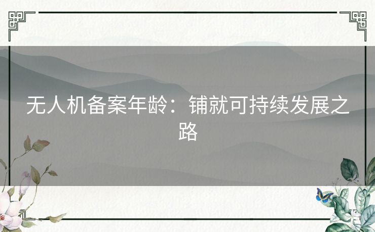 无人机备案年龄:铺就可持续发展之路 无人机备案年龄:铺就可持续发展之路