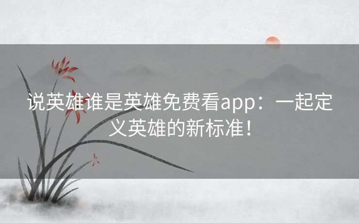 说英雄谁是英雄免费看app：一起定义英雄的新标准！