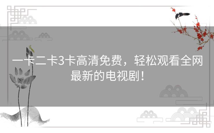 一卡二卡3卡高清免费，轻松观看全网最新的电视剧！