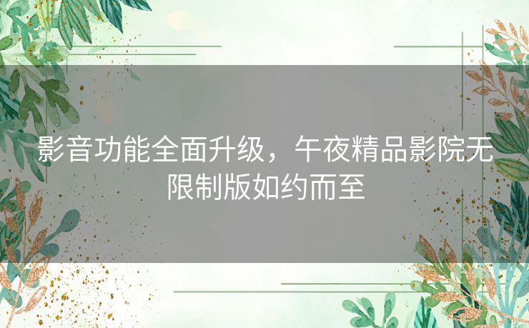 影音功能全面升级，午夜精品影院无限制版如约而至