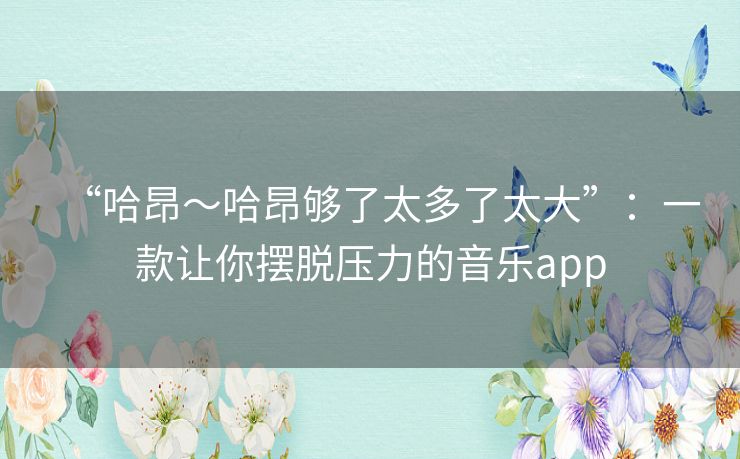 “哈昂～哈昂够了太多了太大”：一款让你摆脱压力的音乐app