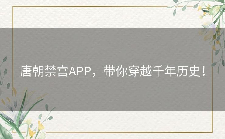 唐朝禁宫APP，带你穿越千年历史！