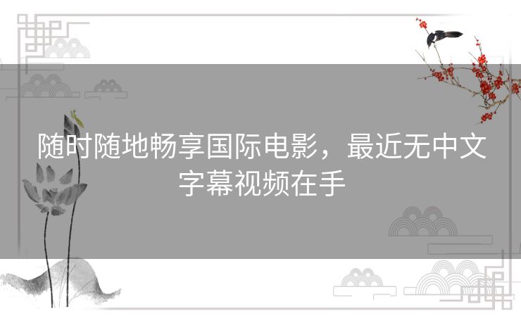 随时随地畅享国际电影，最近无中文字幕视频在手
