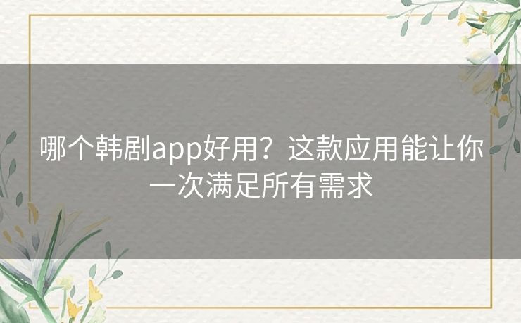 哪个韩剧app好用?这款应用能让你一次满足所有需求 哪个韩剧app好用?这款应用能让你一次满足所有需求
