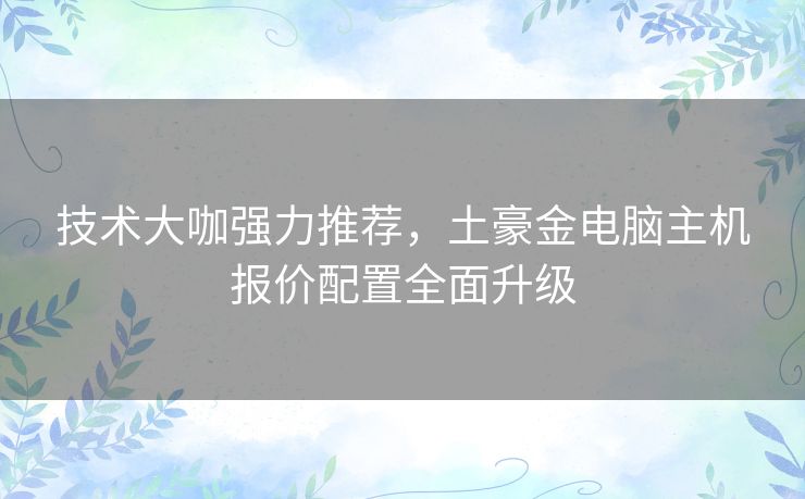 技术大咖强力推荐,土豪金电脑主机报价配置全面升级 技术大咖强力推荐,土豪金电脑主机报价配置全面升级