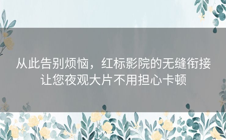 从此告别烦恼，红标影院的无缝衔接让您夜观大片不用担心卡顿