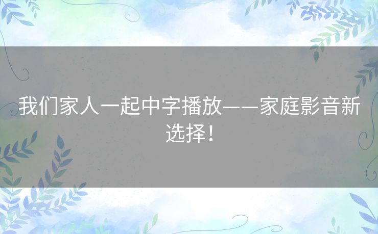 我们家人一起中字播放——家庭影音新选择！