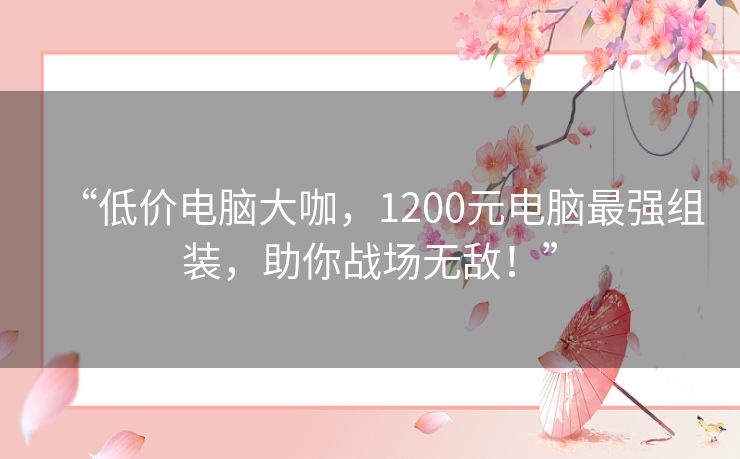 “低价电脑大咖,1200元电脑最强组装,助你战场无敌!” “低价电脑大咖,1200元电脑最强组装,助你战场无敌!”