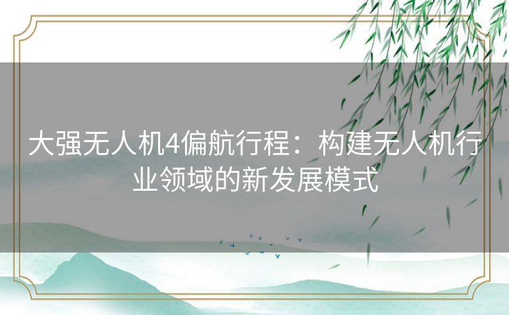大强无人机4偏航行程：构建无人机行业领域的新发展模式